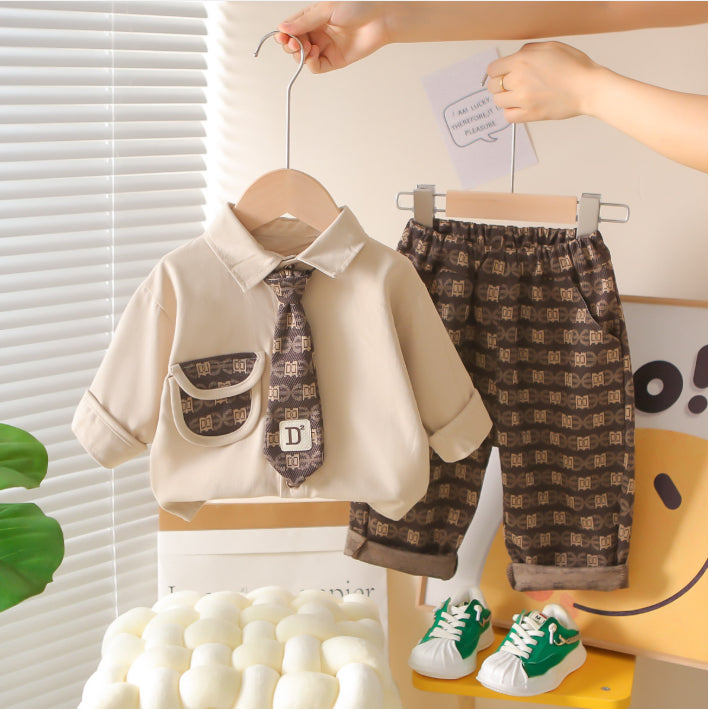 2-Piece Kids Formal Outfit β Shirt & Pants (Black or Beige, 1-5 Years)